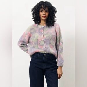 FRNCH La Petite Maille Wool Mohair Pastel Lata Jumper Cardigan Size S/M